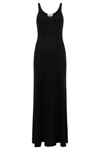 Black Mulberry Silk Ayla Knit Maxi Dress - Flat Lay | Gabriela Hearst