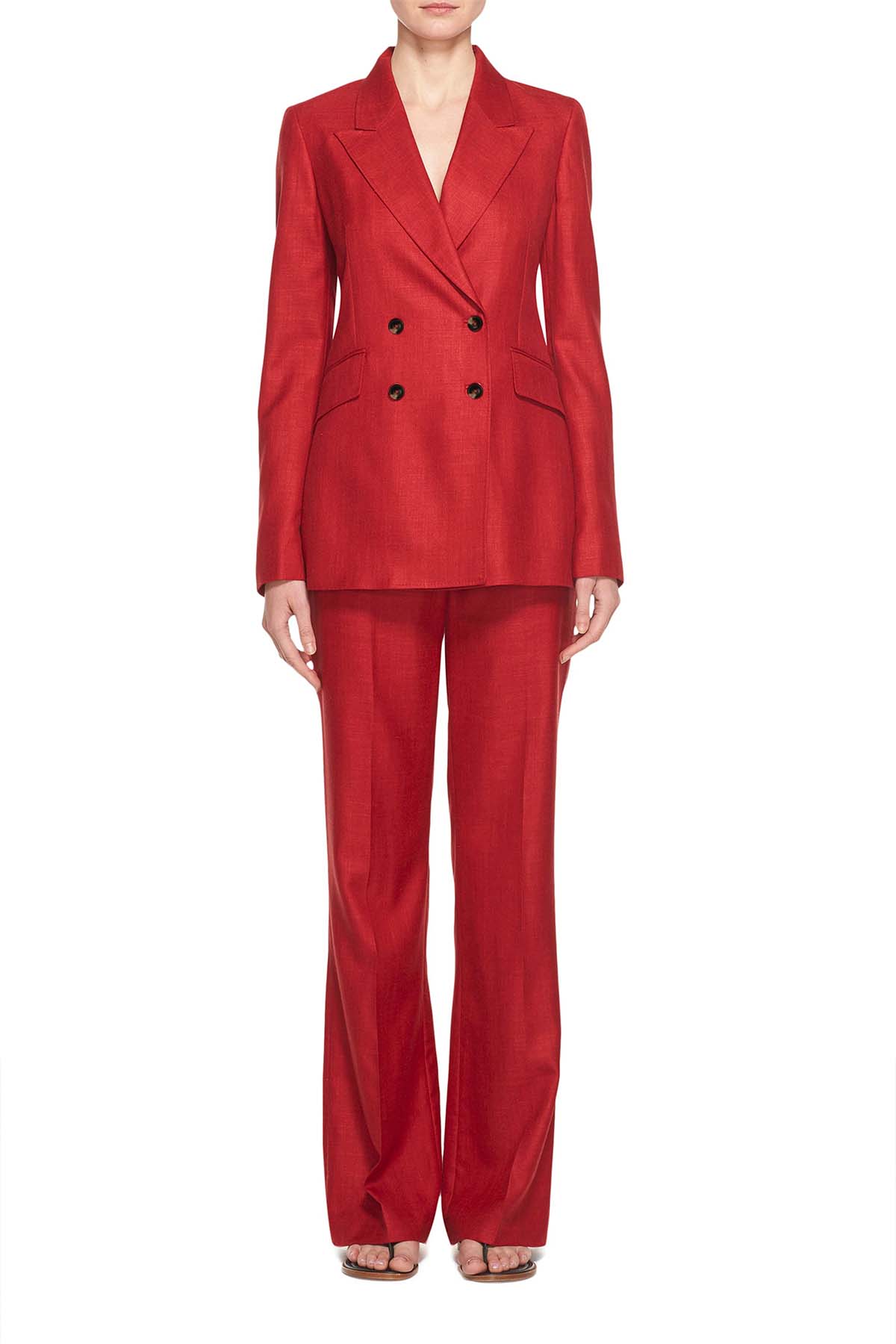 Angela Blazer in Red Silk Wool with Linen