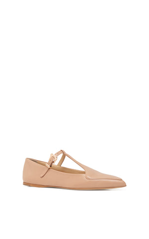 Liv Ballerina Flat Shoe in Nude Nappa Leather