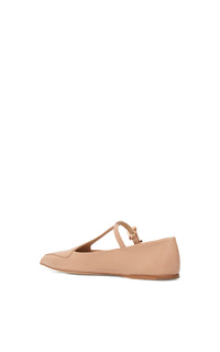 Liv Ballerina Flat Shoe in Nude Nappa Leather