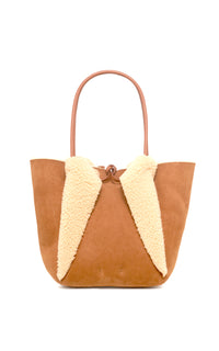 Marija Tote Bag Shearling Animation in Cognac Suede