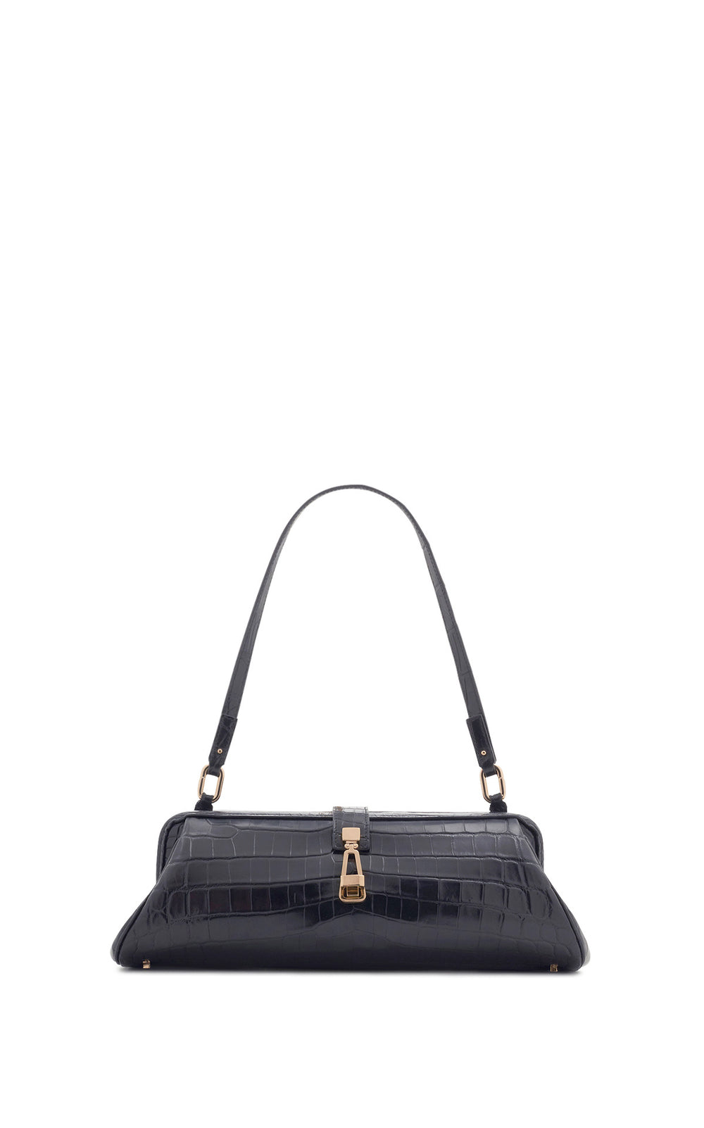 Paola Clutch in Black Crocodile Leather