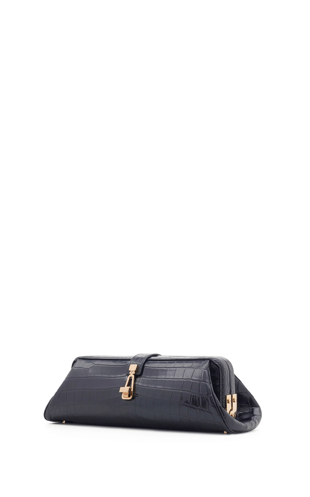 Paola Clutch in Black Crocodile Leather