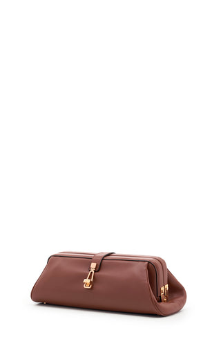 Cognac Nappa Leather Paola Clutch - Side Profile View | Gabriela Hearst