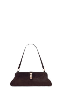 Paola Clutch in Dark Brown Suede