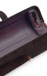 Paola Clutch in Chocolate Suede