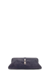 Paola Clutch in Dark Grey Suede