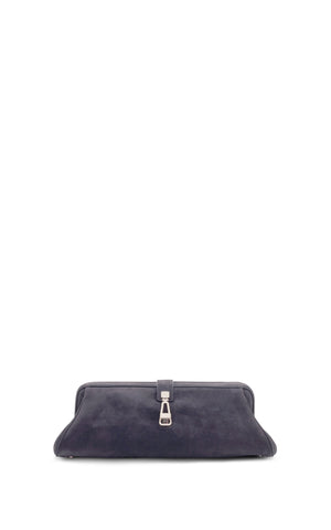 Paola Clutch in Dark Grey Suede