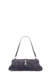 Paola Clutch in Dark Grey Suede