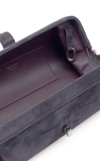 Dark Grey Suede Paola Clutch - Interior Detail with Nappa Leather Lining | Gabriela Hearst