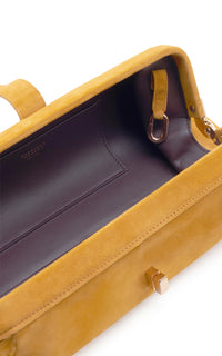 Paola Clutch in Golden Birch Suede