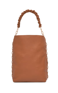 Chain Tote Bag in Cognac Textured Leather