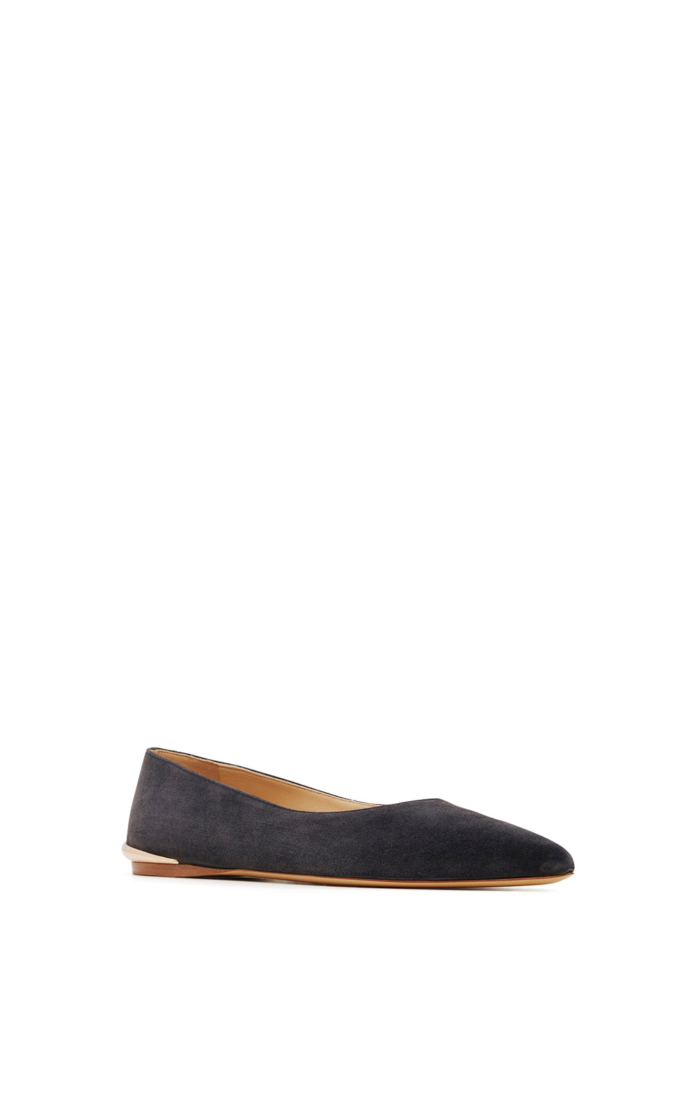 Fleur Ballerina Flat Shoe in Charcoal Suede