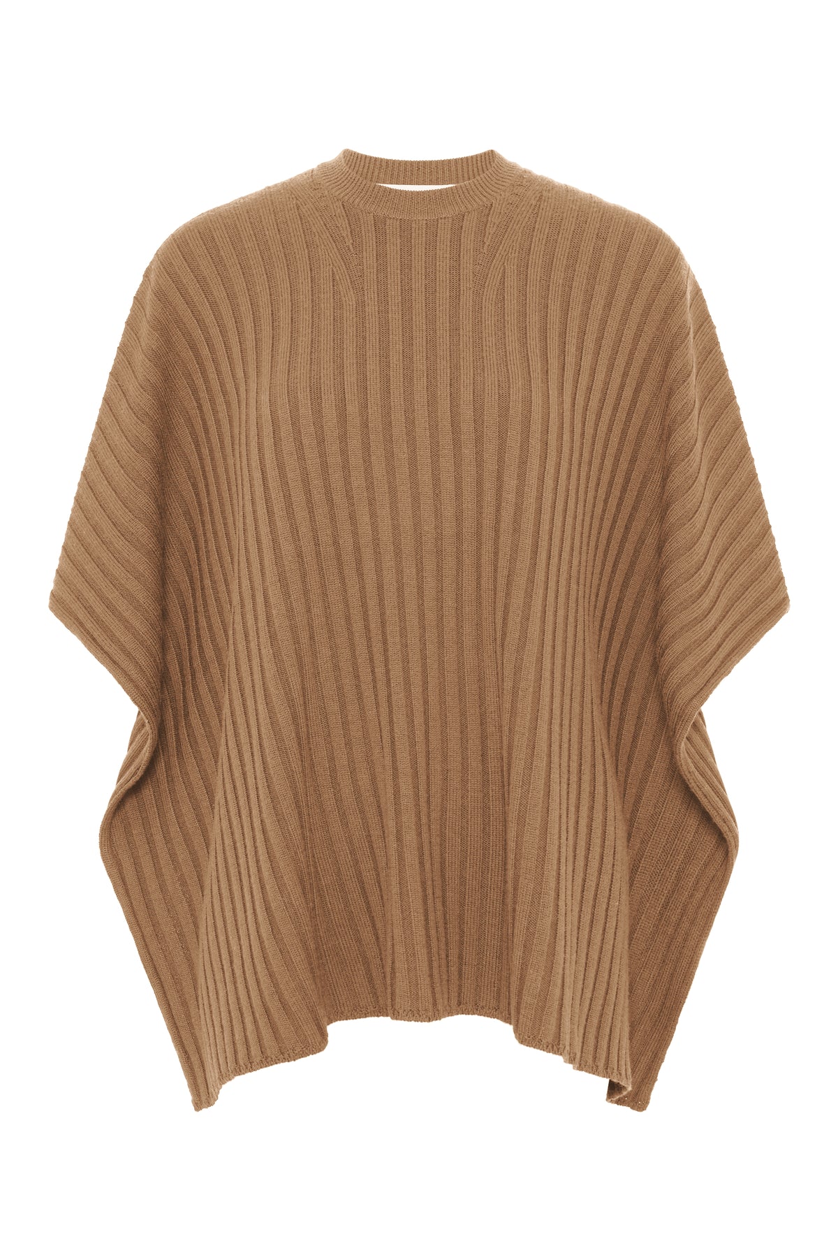 Baron Knit Cropped Poncho in Camel Merino Wool Cashmere
