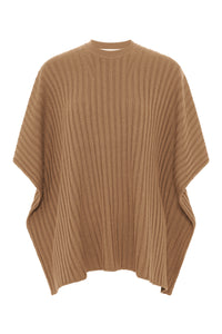 Baron Knit Cropped Poncho in Camel Merino Wool Cashmere