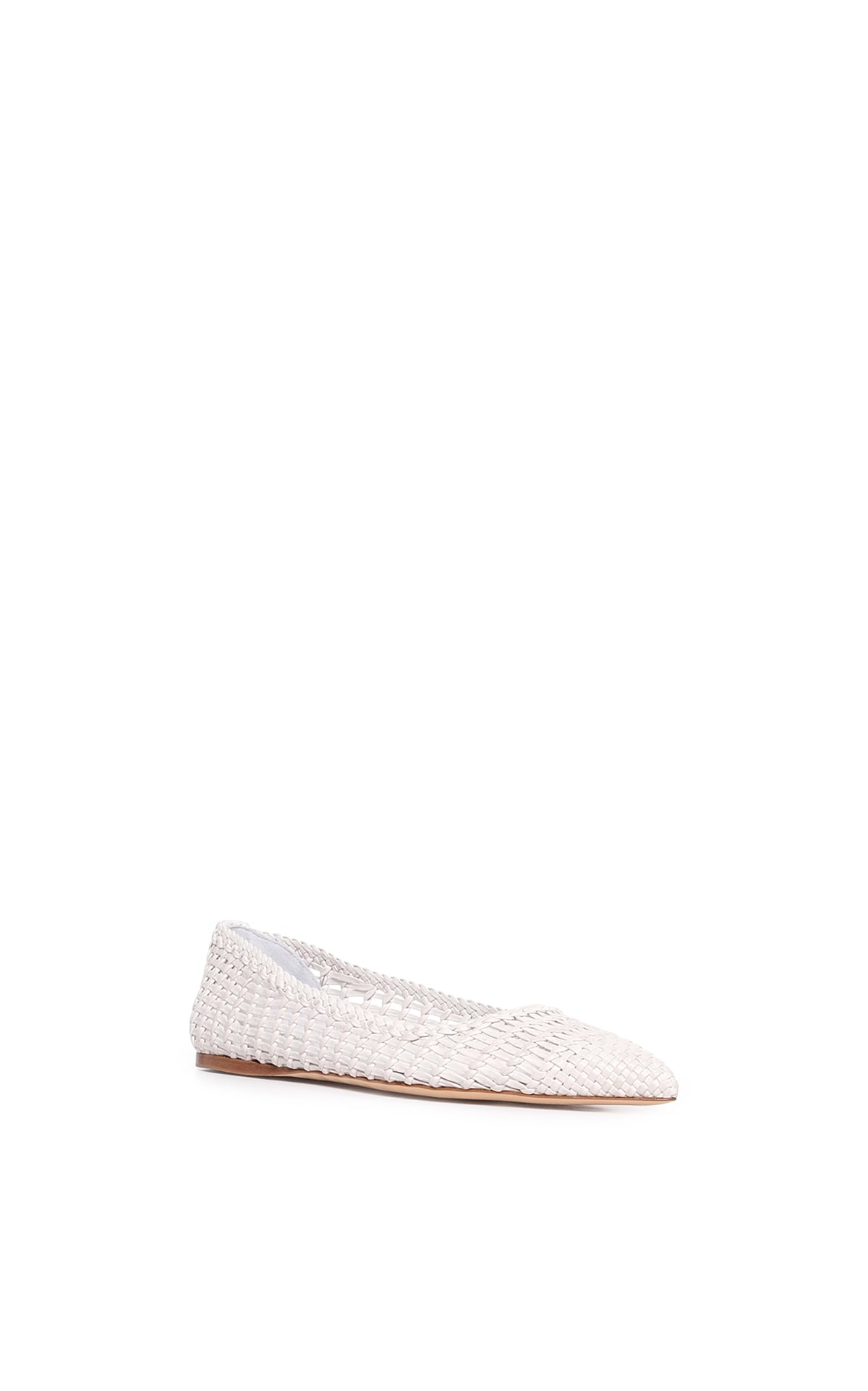 Aurora Braided Flat Shoe in Pearlized White Leather