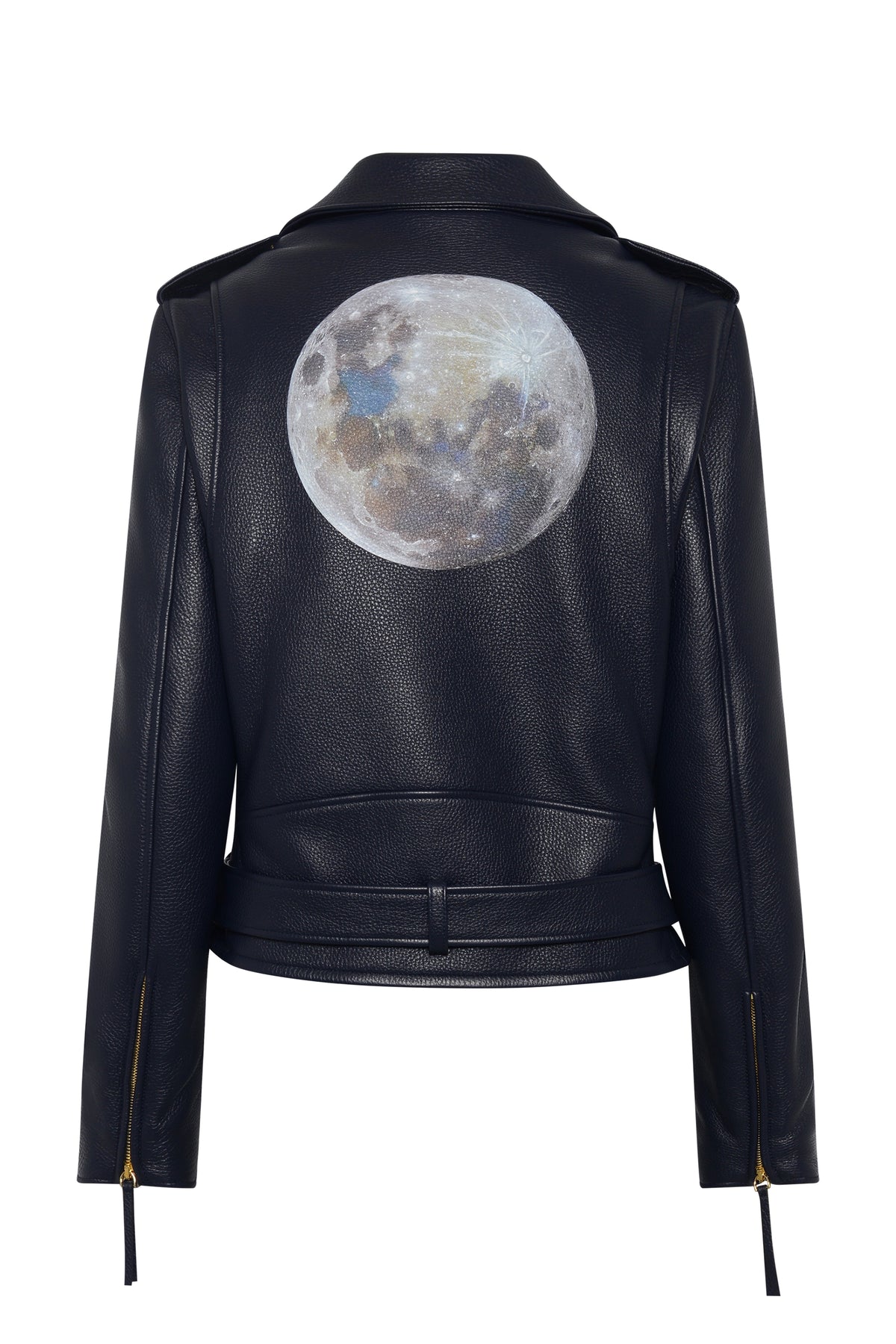 Anton Biker Jacket in Dark Navy Textured Leather
