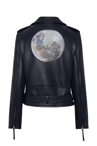 Anton Biker Jacket in Dark Navy Textured Leather