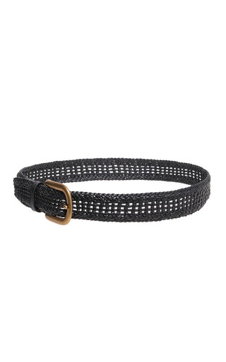Black Woven Calf Leather Sam Belt - Side Profile | Gabriela Hearst