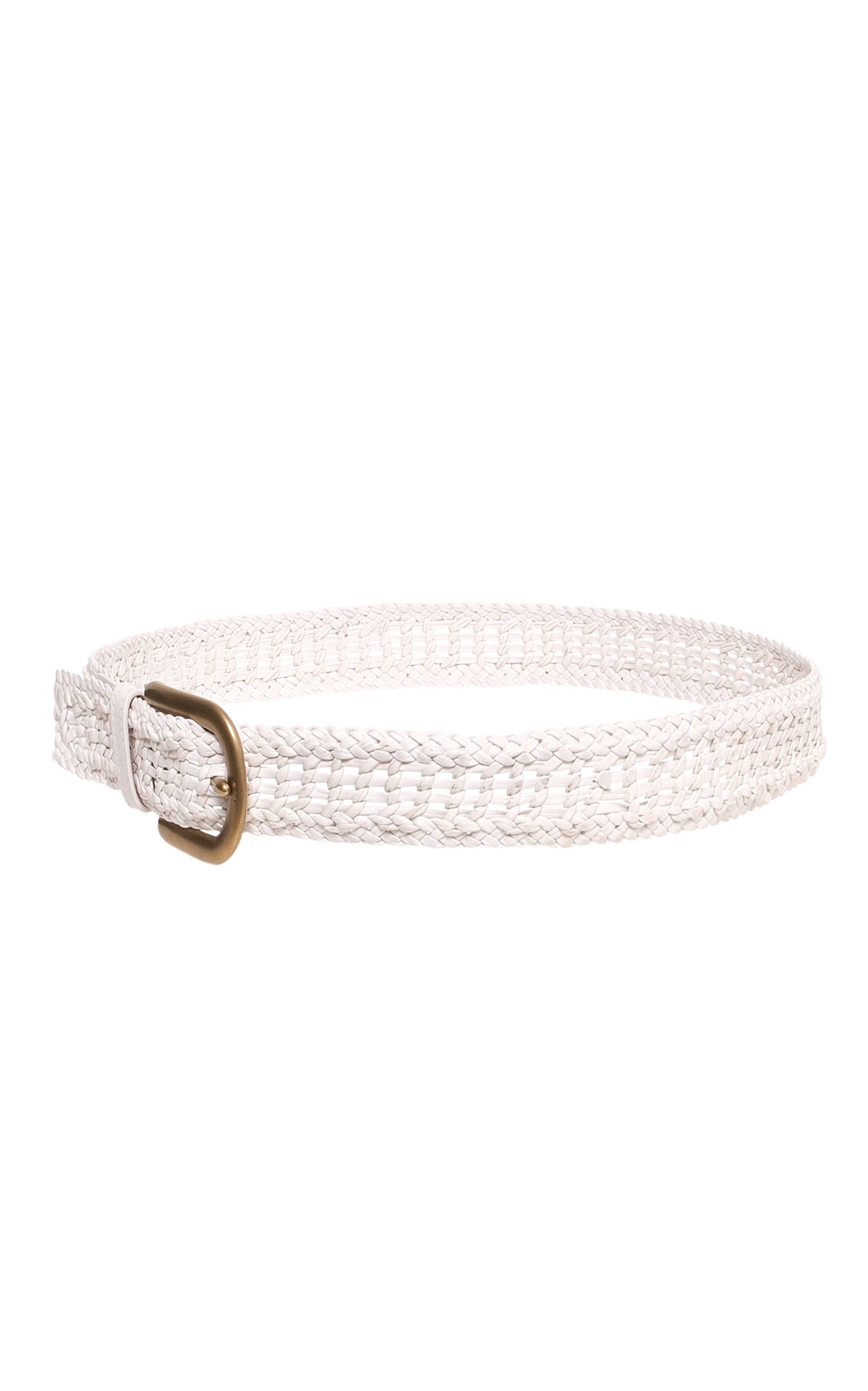 Sam Braided Belt in Ivory Leather