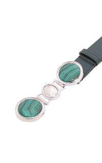 Grange Stone Belt in Bottle Green Leather