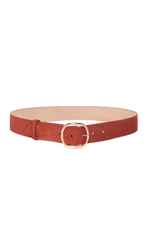 Elster Buckle Belt in Burnt Sienna Suede