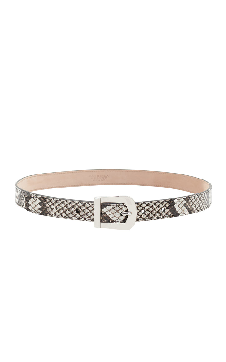 Marija Buckle Belt in Black & White Inversa™ Snakeskin
