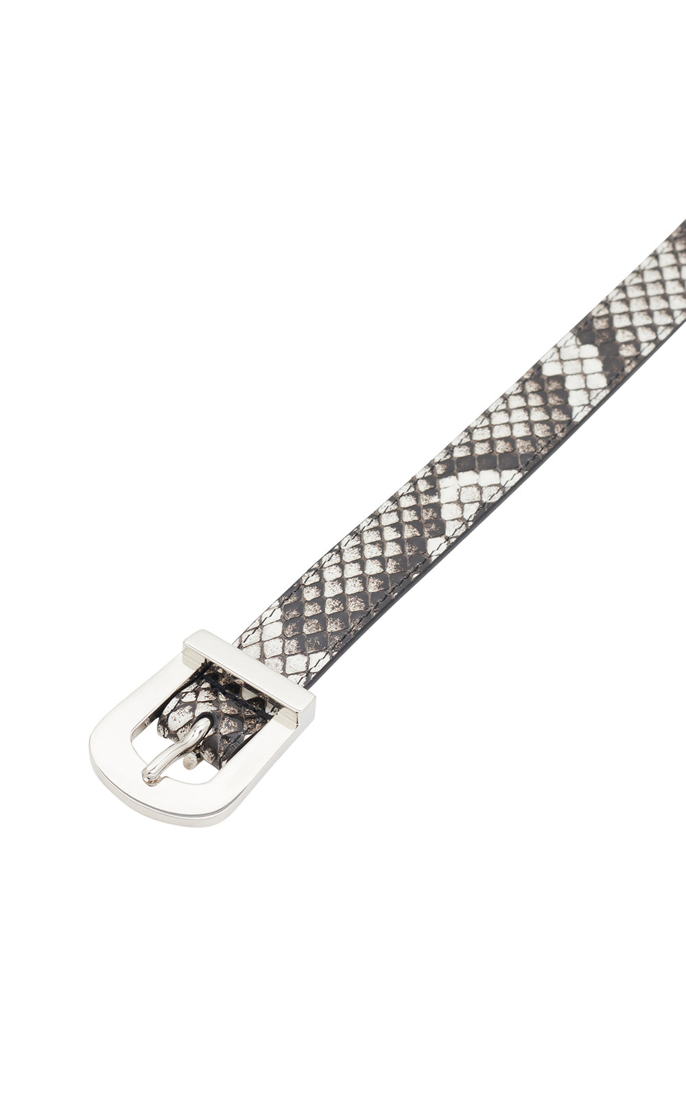Marija Buckle Belt in Black & White Inversa™ Snakeskin