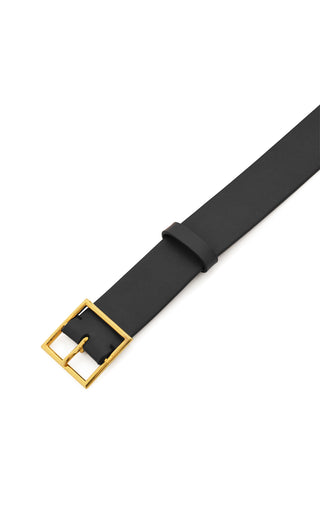 Black Leather Adler Belt - Rose Gold Buckle Detail | Gabriela Hearst