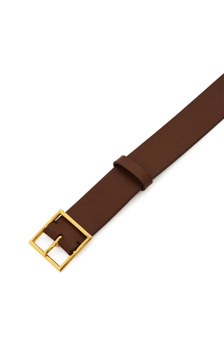 Cognac Calf Leather Belt - Rose Gold Hardware Close-Up Detail | Gabriela Hearst