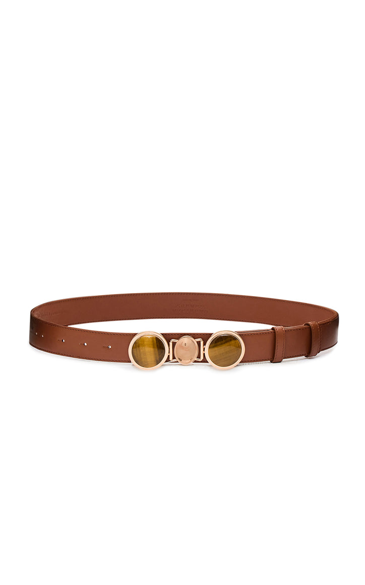 Grange Belt with Stone in Cognac Leather