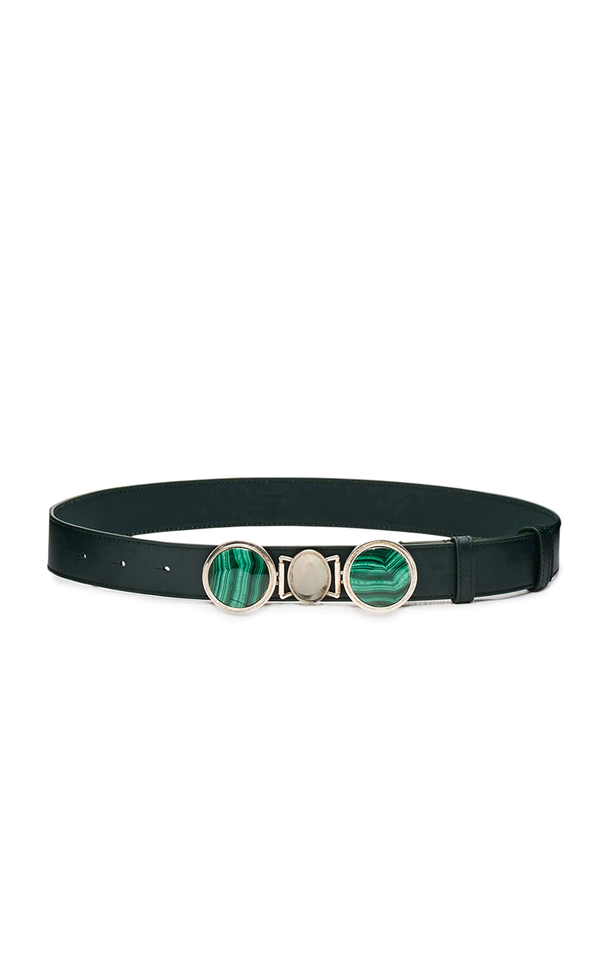 Grange Belt with Stone in Bottle Green Leather