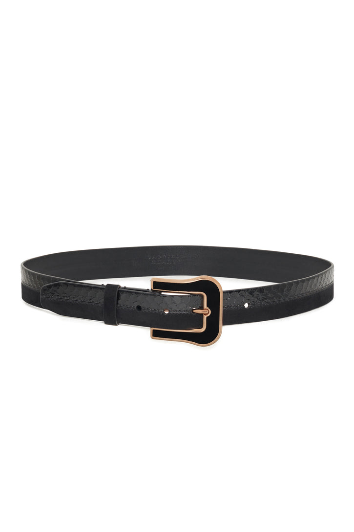 Maireed Belt in Black Snakeskin & Leather