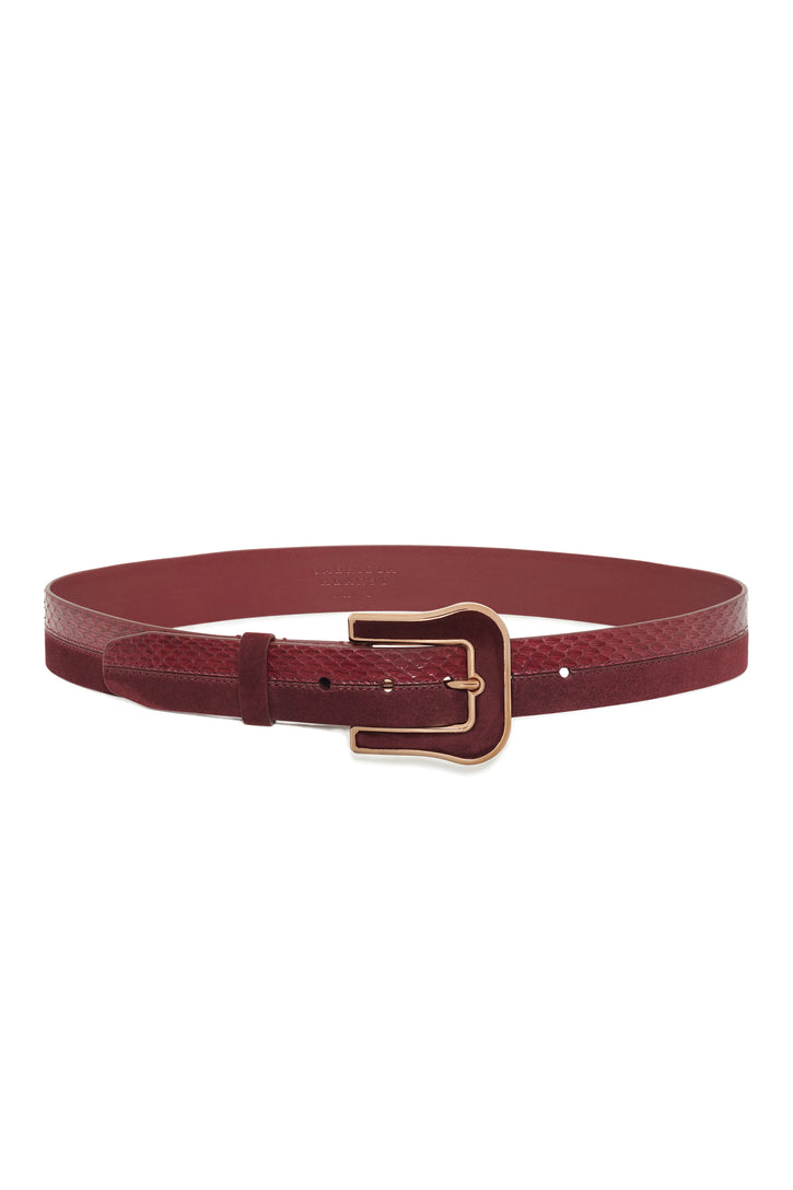 Maireed Belt in Bordeaux Snakeskin & Leather