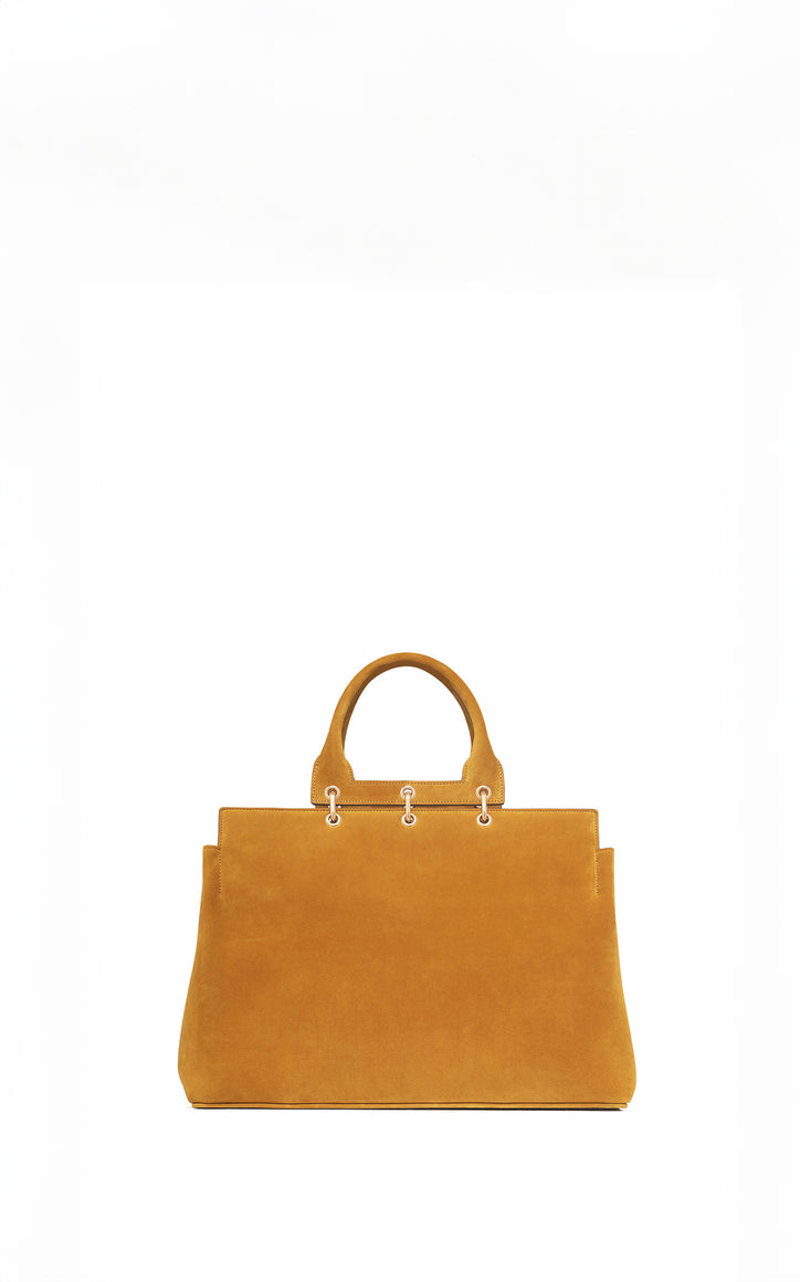 Small Amethyst Tote Bag in Golden Birch Suede