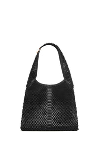 Hobo Large Tote Bag in Black Leather Snake Scale