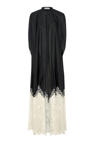 Dimsdale Embroidered Cape in Black Multi Silk Organza