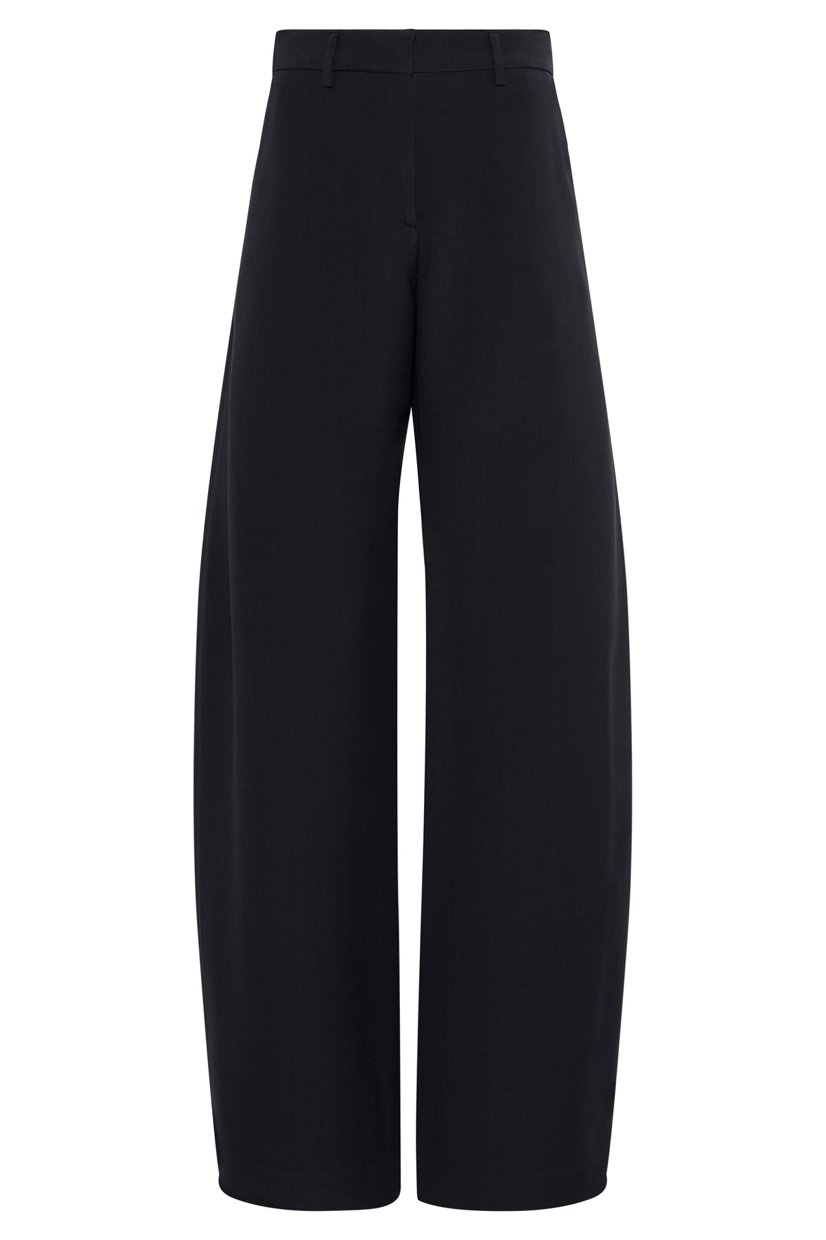 Merat Barrel-leg Pant in Black Silk Wool Cady
