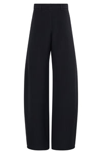 Merat Barrel-leg Pant in Black Silk Wool Cady