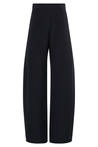 Merat Barrel-leg Pant in Black Silk Wool Cady