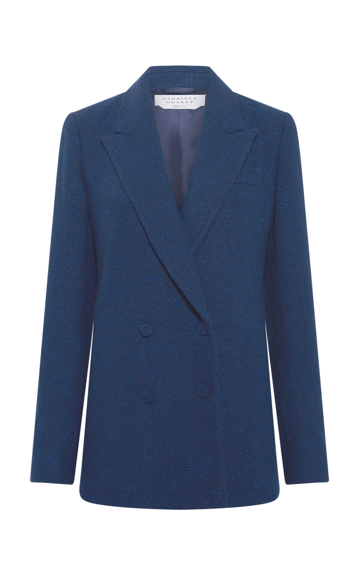 Elliot Knit Blazer in Electric Navy Speckled Cashmere