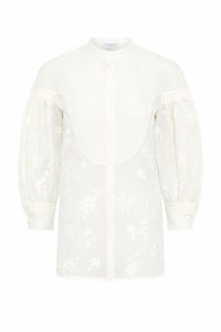 Sofia Blouse In Ivory Silk Organza Mia's Flowers Print