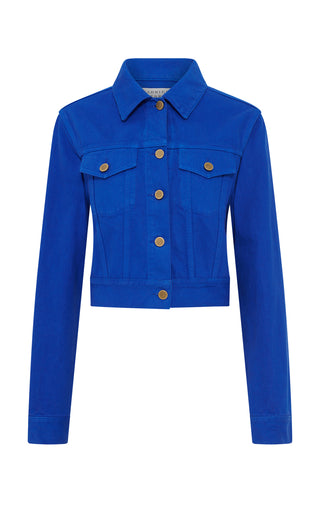 Cobalt Recycled Cotton Denim Jacket - Front View | Gabriela Hearst
