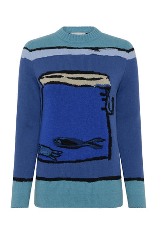 Blue Multi Cashmere Tarikel Knit Sweater - Front Flat View | Gabriela Hearst