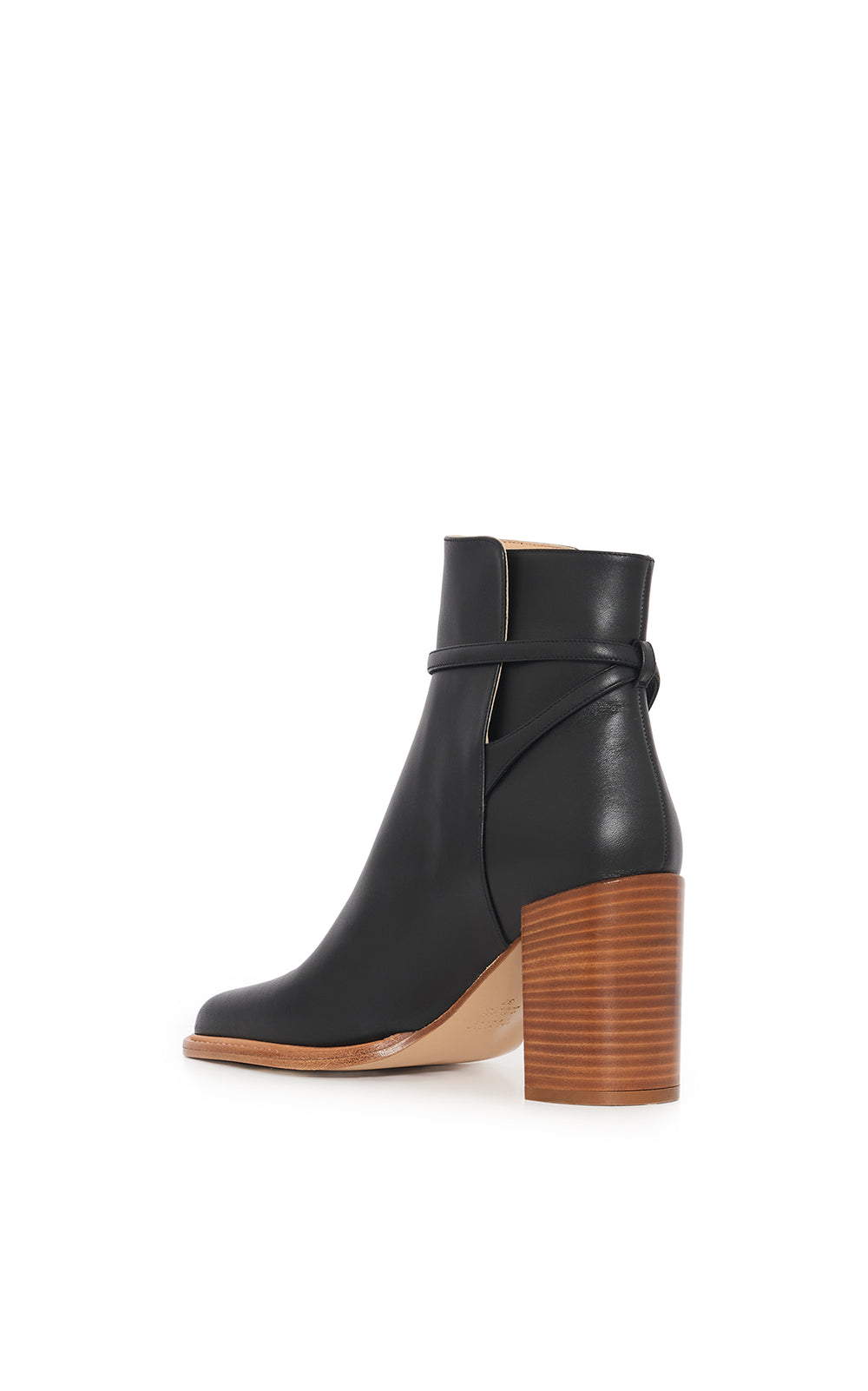 Nina Clasp Ankle Boot in Black Leather