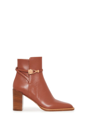 Nina Clasp Ankle Boot in Cognac Leather