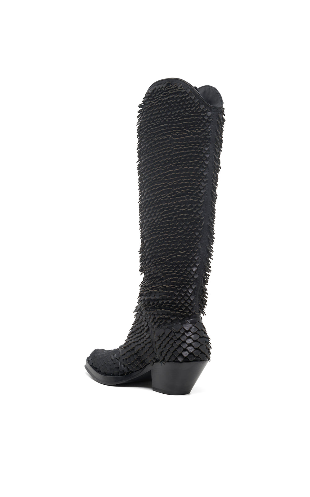 Capitana Cowboy Boot in Black Leather Snake Scales