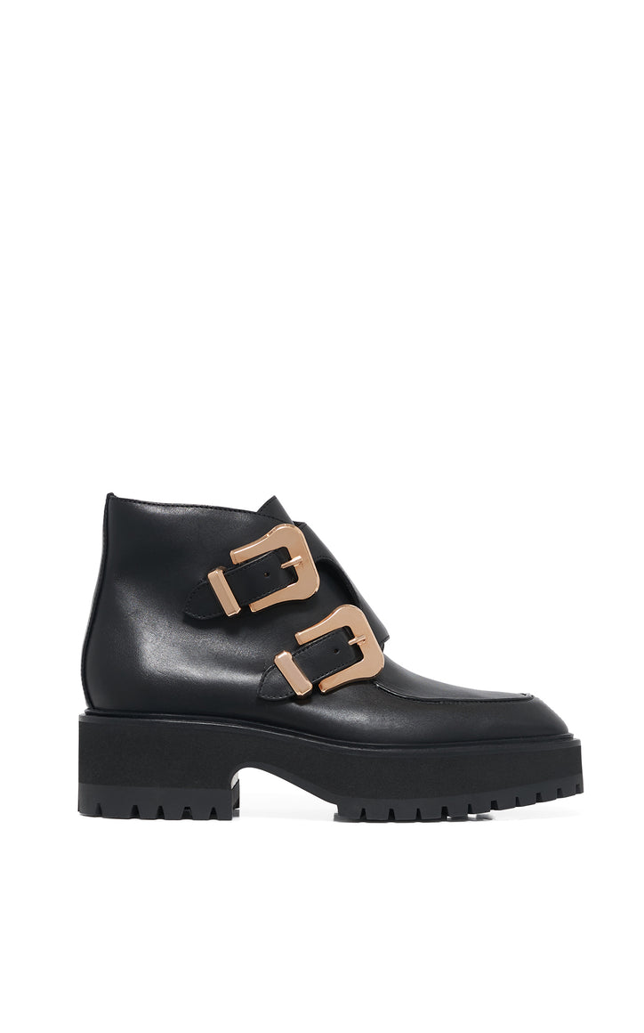 Apollo Platform Ankle Boot in Black Leather