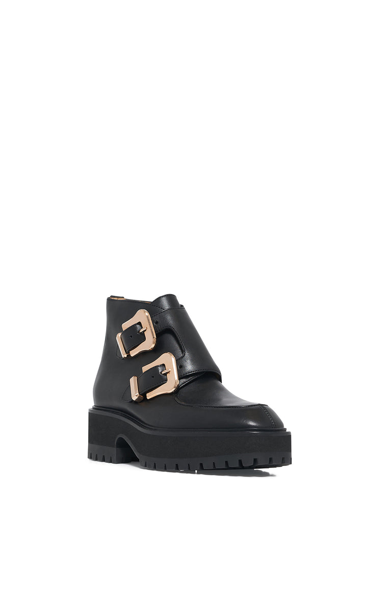 Apollo Platform Ankle Boot in Black Leather