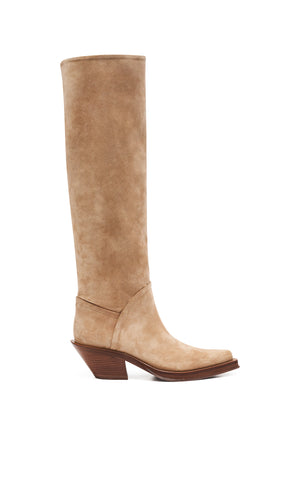 Camero Knee-High Cowboy Boot in Sand Suede